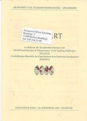 Seller image for Konzert des Europischen Seminars der " World Confederation of Organisations of the Teaching Profession - ( WCOTP ) for sale by Klaus Kreitling