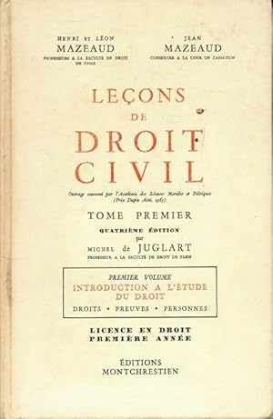 Seller image for Le?ons de droit civil tome I - Henri Mazeaud for sale by Book Hmisphres