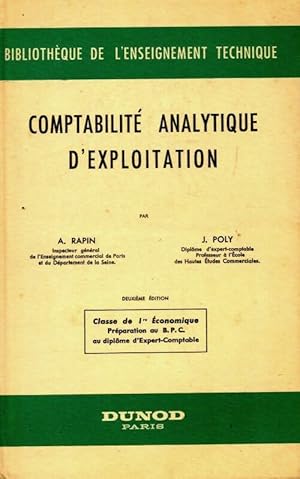 Comptabilit  analytique d'exploitation 1 re  conomique - A. Rapin