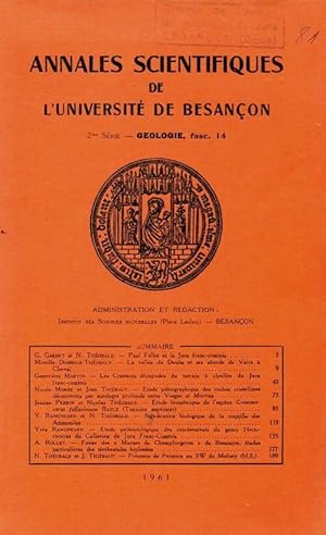 Annales scientifiques de l'universit  de Besan on 2 me s rie G ologie fascicule 14 - Collectif