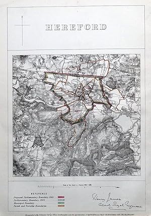 Antique Map HEREFORD, UK, Clehonger, Grafton, Hampton Bishop, Warham,Holmer 1868