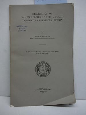 Imagen del vendedor de Description of a new species of gecko from Tanganyika Territory, Africa, a la venta por Imperial Books and Collectibles