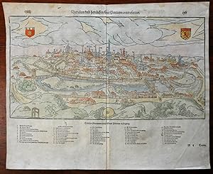 Poitiers France Buttiers 1598 Munster Cosmography wood cut print city view