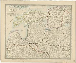 Antique Map of Russia in Europe by J. & C. Walker (c.1850)