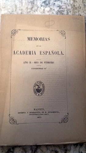 MEMORIAS DE LA ACADEMIA ESPAÑOLA. Año II. Mes de Agosto. Cuaderno 12. 1872