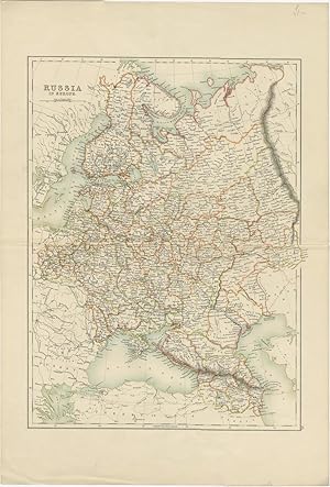 Antique Map of Russia in Europe (c.1900)