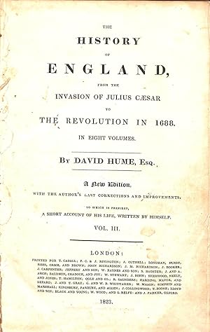 Imagen del vendedor de The History of England from the Invasion of Julius Caesar to the Revolution in 1688 Vol III a la venta por WeBuyBooks