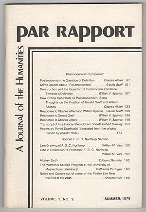 Seller image for Par Rapport : A Journal of the Humanities, Volume 2, Number 2 (Summer 1979) for sale by Philip Smith, Bookseller