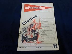 Information. Wirtschaft - Wissenschaft - Erziehung - Technik - Kunst. Heft 11, Juni 1933. Herausg...