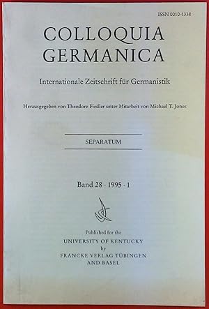 Image du vendeur pour Colloquia Germanica. Internationale Zeitschrift fr Germanistik. Separatum. Band 28 - 1995 - 1 mis en vente par biblion2