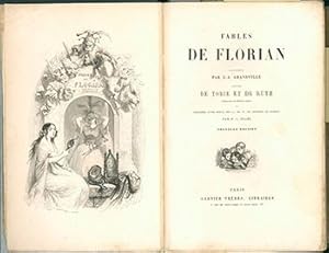 Image du vendeur pour Fables de Florian illustres par J.J. Grandville suivies de Tobie et Ruth pomes tirs de l'Ecriture sainte et prcdes d'une notice sur la vie et les ouvrages de Florian par P.J. Stahl,. (Unique copy extra-illustrated with original drawings.) Original edition. mis en vente par Wittenborn Art Books