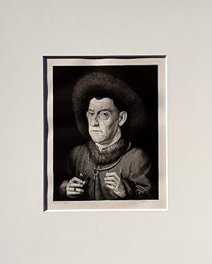 Bild des Verkufers fr Der Mann mit den Nelken. - (Radierung / Gravure von M. Gaillard / 1869) zum Verkauf von BuchKunst-Usedom / Kunsthalle