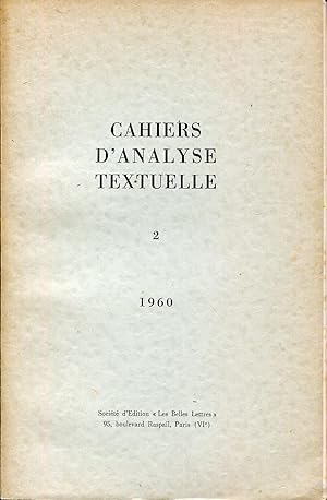 Image du vendeur pour Cahiers d'analyse textuelle, N 2 - 1960 mis en vente par Sylvain Par