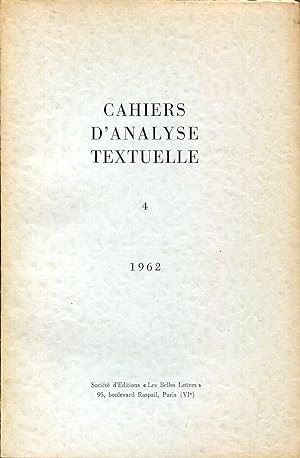 Image du vendeur pour Cahiers d'analyse textuelle, N 4 - 1962 mis en vente par Sylvain Par