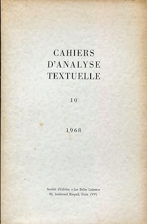 Immagine del venditore per Cahiers d'analyse textuelle, N 10 - 1968 venduto da Sylvain Par