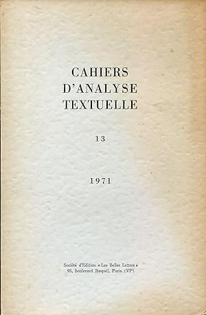 Immagine del venditore per Cahiers d'analyse textuelle, N 13 - 1971 venduto da Sylvain Par