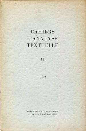 Seller image for Cahiers d'analyse textuelle, N 11 - 1969 for sale by Sylvain Par