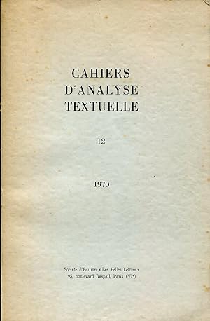 Seller image for Cahiers d'analyse textuelle, N 12 - 1970 for sale by Sylvain Par