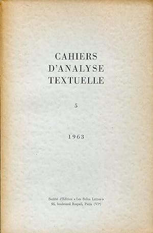 Seller image for Cahiers d'analyse textuelle, N 5 - 1963 for sale by Sylvain Par