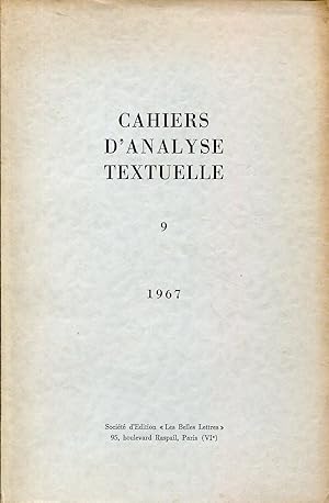 Seller image for Cahiers d'analyse textuelle, N 9 - 1967 for sale by Sylvain Par