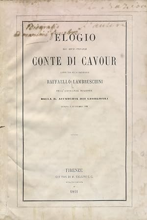 Elogio del socio onorario conte di Cavour, letto [.] nall'adunanza solenne della R. Accademia dei...