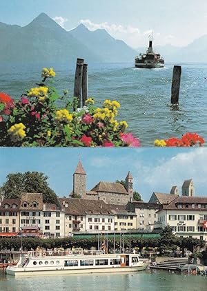 Zurichsee Lucerne Lake Ferry Boat Trips Swiss Switzerland 2x Postcard s