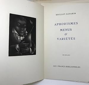 Aphorismes, Menus & Variétés. Gravures orginales à la manière noire de Mario Avati.