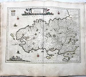 1645 BLAEU, Carte ancienne, hand coloured Antique Map, Bretaigne,brittania, bretagne