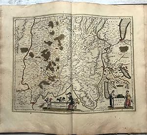 1645 BLAEU, Carte ancienne, hand coloured Antique Map, LAC DE GENEVE, BRESSIA VULGO BRESSE.