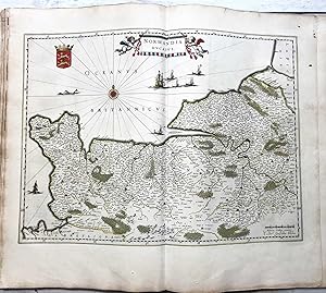 1645 BLAEU, CARTE ANCIENNE, HAND COLOURED ANTIQUE MAP, NORMANDIE, NORMANDIA DUCATUS .