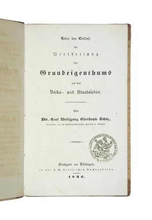 Bild des Verkufers fr ber den Einflu der Vertheilung des Grundeigenthums auf das Volks- und Staatsleben. zum Verkauf von Versandantiquariat Wolfgang Friebes