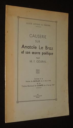 Imagen del vendedor de Causerie sur Anatole Le Braz et son oeuvre potique a la venta por Abraxas-libris