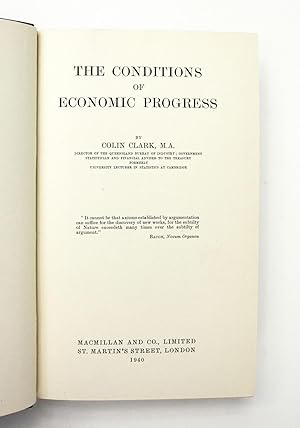 Image du vendeur pour THE CONDITIONS OF ECONOMIC PROGRESS mis en vente par LUCIUS BOOKS (ABA, ILAB, PBFA)