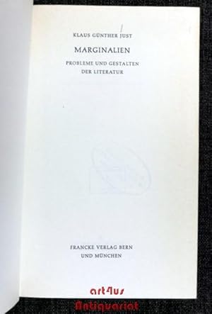 Bild des Verkufers fr Marginalien : Probleme und Gestalten der Literatur. zum Verkauf von art4us - Antiquariat