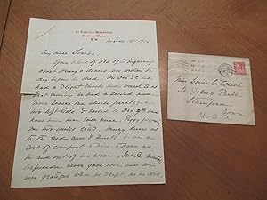 Original Letter From Alice Howe Gibbens James (Mrs. William James) To Louisa G. Walsh, Regarding ...