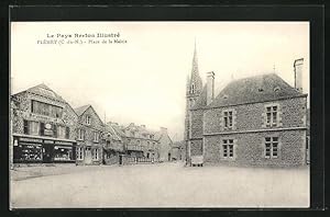 Carte postale Plèmet, Place de la Mairie