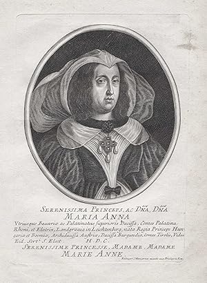 Bild des Verkufers fr Serenissima Princeps, Ac Dna Dna Maria Anna." - Maria Anna von sterreich (1610-1665) Erzherzogin Kurfrstin Bayern Portrait zum Verkauf von Antiquariat Steffen Vlkel GmbH