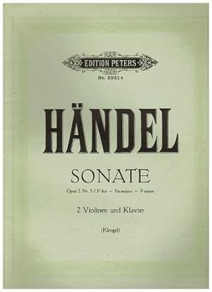 Bild des Verkufers fr G. F. Hndel. Op. 2 Nr.3. Sonaten fr 2 Violinen und Klavier, bearbeitet von Paul Klengel. zum Verkauf von Antiquariat Appel - Wessling