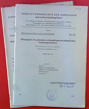 Seller image for Bibliographie der gedruckten wrttembergischen brgerlichen Familiengeschichten. 2. Teil (H-R). Neunter Literaturbericht Juli 1971. Schrifttumsberichte zur Genealogie und zu ihren Nachbargebieten. for sale by biblion2