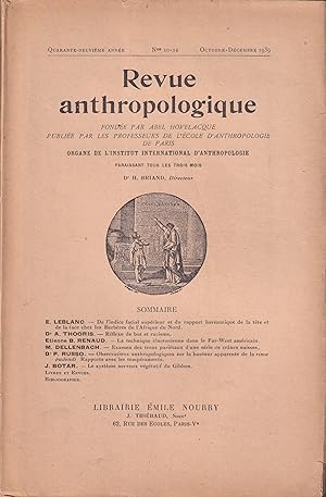 Seller image for Revue anthropologique. - 49 Anne - N 10-12 - Octobre/Dcembre 1939 for sale by PRISCA