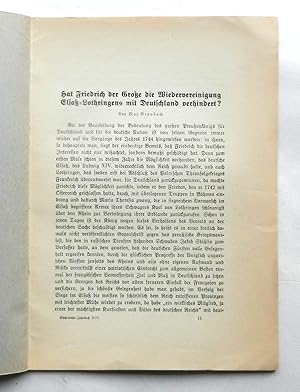 Hat Friedrich der Große die Wiedervereinigung Elsaß-Lothringens mit Deutschland verhindert?.