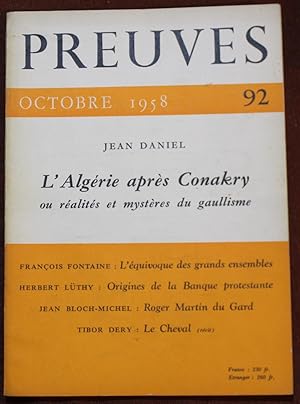 Seller image for PREUVES - Revue n92 (1958) L'Algrie aprs Conakry. for sale by Bouquinerie Spia