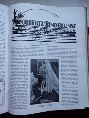 Imagen del vendedor de Olbertz' Bindekunst. Erste Fachzeitschrift fr Blumenbinderei, Blumen- und Pflanzenschmuck. Herausgegeben von J. Oblertz Erfurt. Vierunddreiigster Jahrgang 1930 Hef 1 bis Heft 53 (somit der komplette Jahrgang). a la venta por Antiquariat Heinzelmnnchen