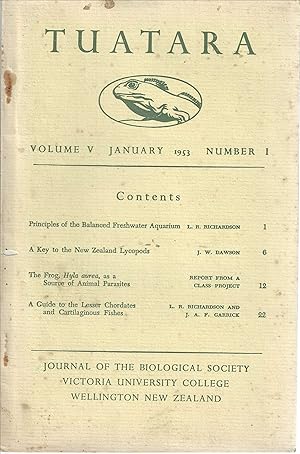 Tuatara. Journal of the Biological Society Victoria University College Wellington New Zealand. Vo...