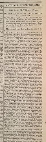 Amistad Slave Revolt Supreme Court Opinion, in Washington, D.C. Newspaper