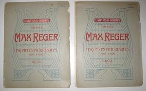 Bild des Verkufers fr 2 Bnde: Cinq Pices Pittoresques. Piano  4 mains. Op. 34, Cah. I. / Cah. II. (Heft 1 und 2). [Universal-Edition No. 1191, 1192] zum Verkauf von Antiquariat Kelifer