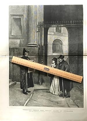 Image du vendeur pour BANK OF ENGLAND / City of London. THE ORIGINAL large Antique Print entitled: "Reduced Three Per Cents" (Bank of England) 1877. mis en vente par Stoneman Press