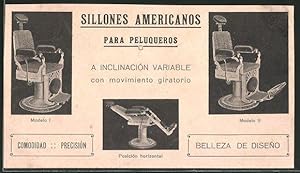 Vertreterkarte Barcelona, JoaquinPerearnau, Sillones Americanos Para Peluqueros, Zahnarztstuhl