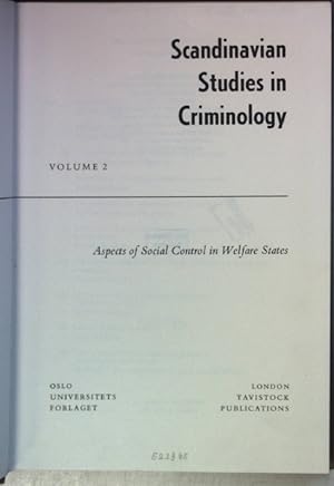 Immagine del venditore per Scandinavian Studies in Criminology: VOL.2: Aspects of Social Control in Welfare States. venduto da books4less (Versandantiquariat Petra Gros GmbH & Co. KG)