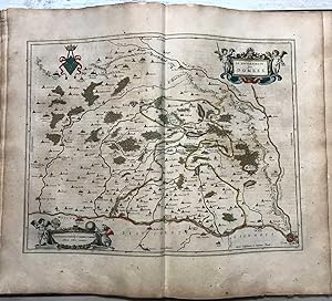 1645 BLAEU, La Souverainete de Dombes .CARTE ANCIENNE, HAND COLOURED ANTIQUE MAP, landkarte, kupf...